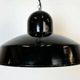 Industrial Black Enamel Factory Pendant Lamp, 1960s