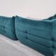 Ensemble Ligne Roset Togo 3 pièces en velours bleu canard .