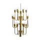 Three staged 18 arm Mid Century brass chandelier with a long brass rod