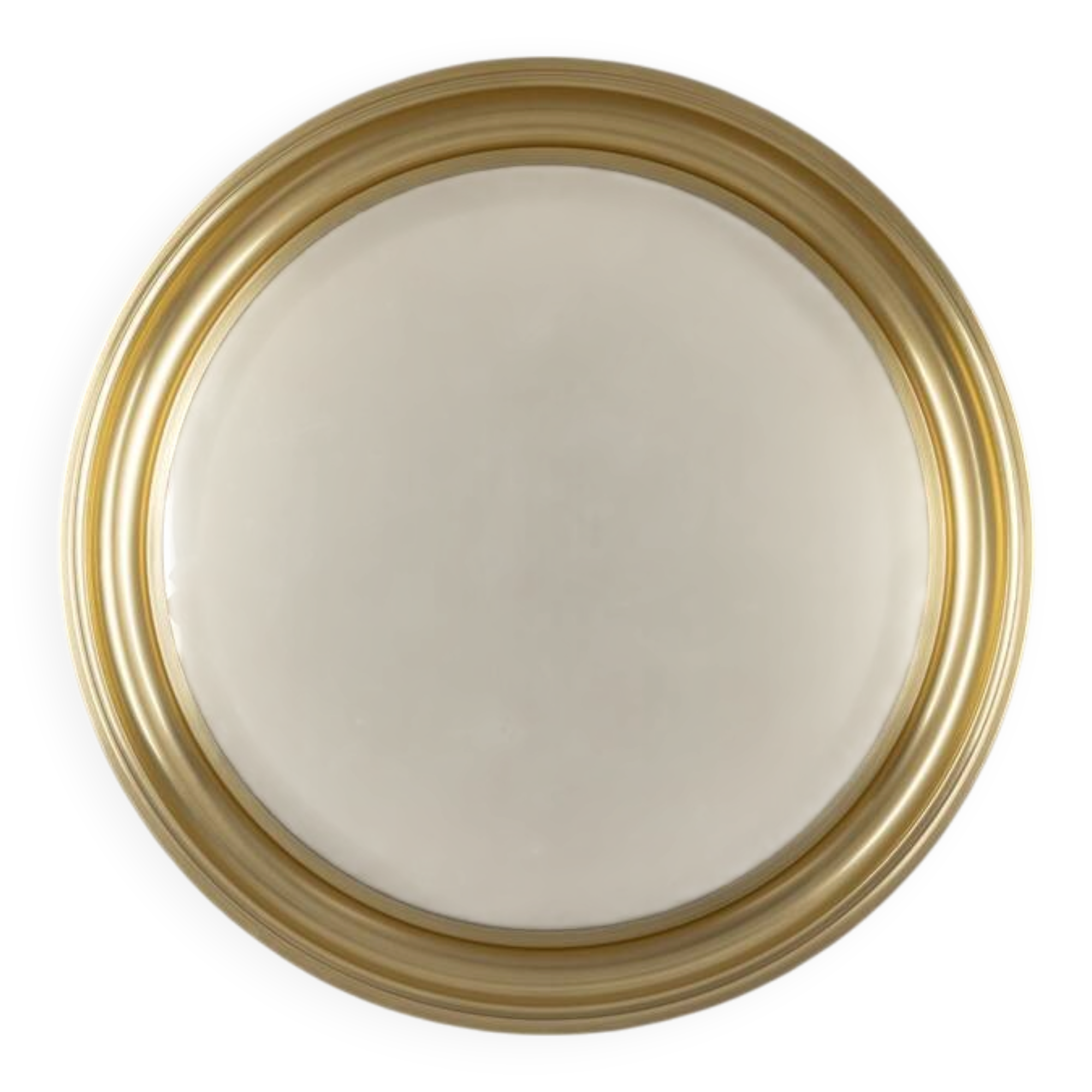 Vintage Italian Round Wall Mirror in Brass, 1970s