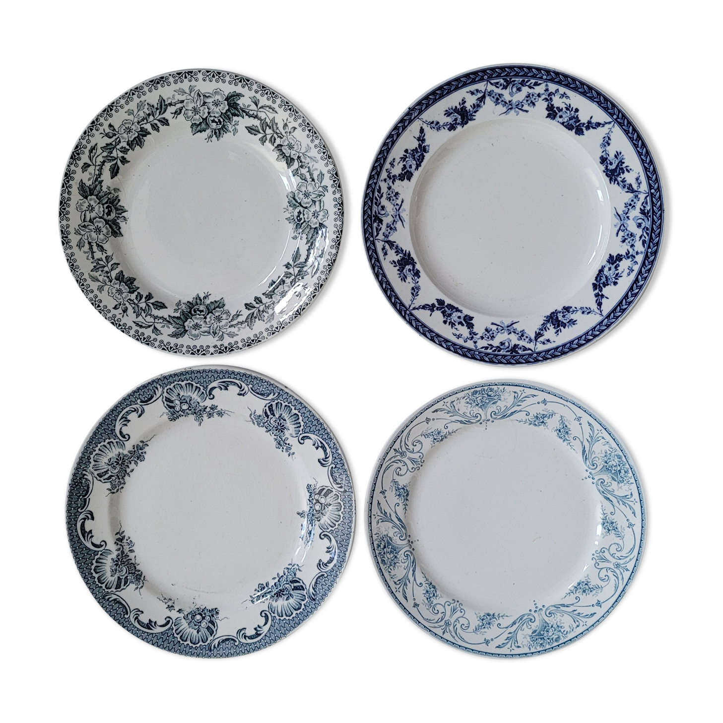Quartet flat blue plates dessert 39