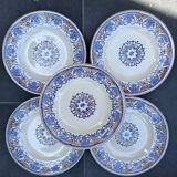 5 assiettes plates Longwy Rouennais