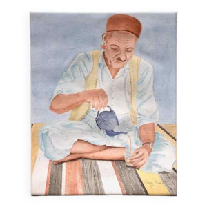 Aquarelle portrait L’heure - 1970