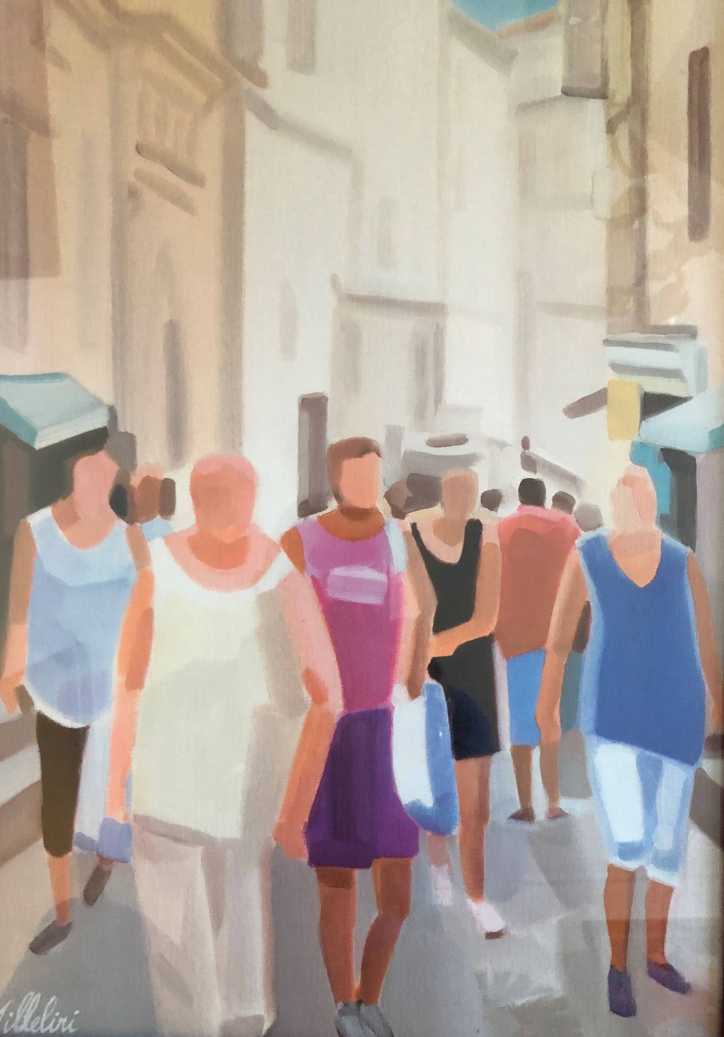 Lithographie : rue animée de JP Milleliri