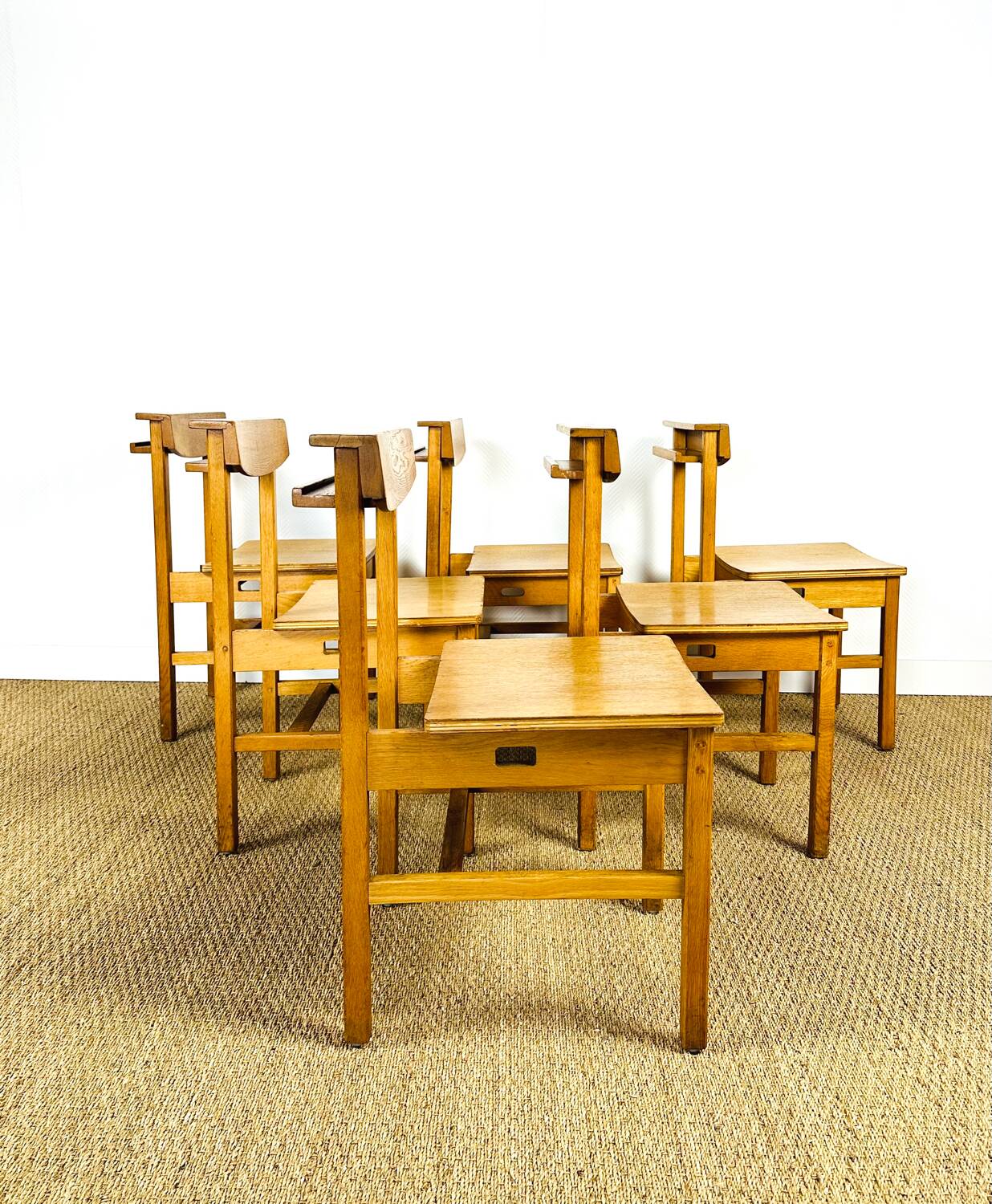 6 vintage oak chairs from the 1960s
