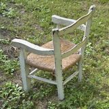 Fauteuil de marais en paille et bois peint pour enfant