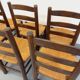 Set of 6 vintage brutalist chairs by Georges Robert in straw wood from the 1960s.