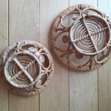 Duo of rattan baskets