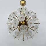 Val Saint Lambert crystal sputnik gold chandelier , 1960’s