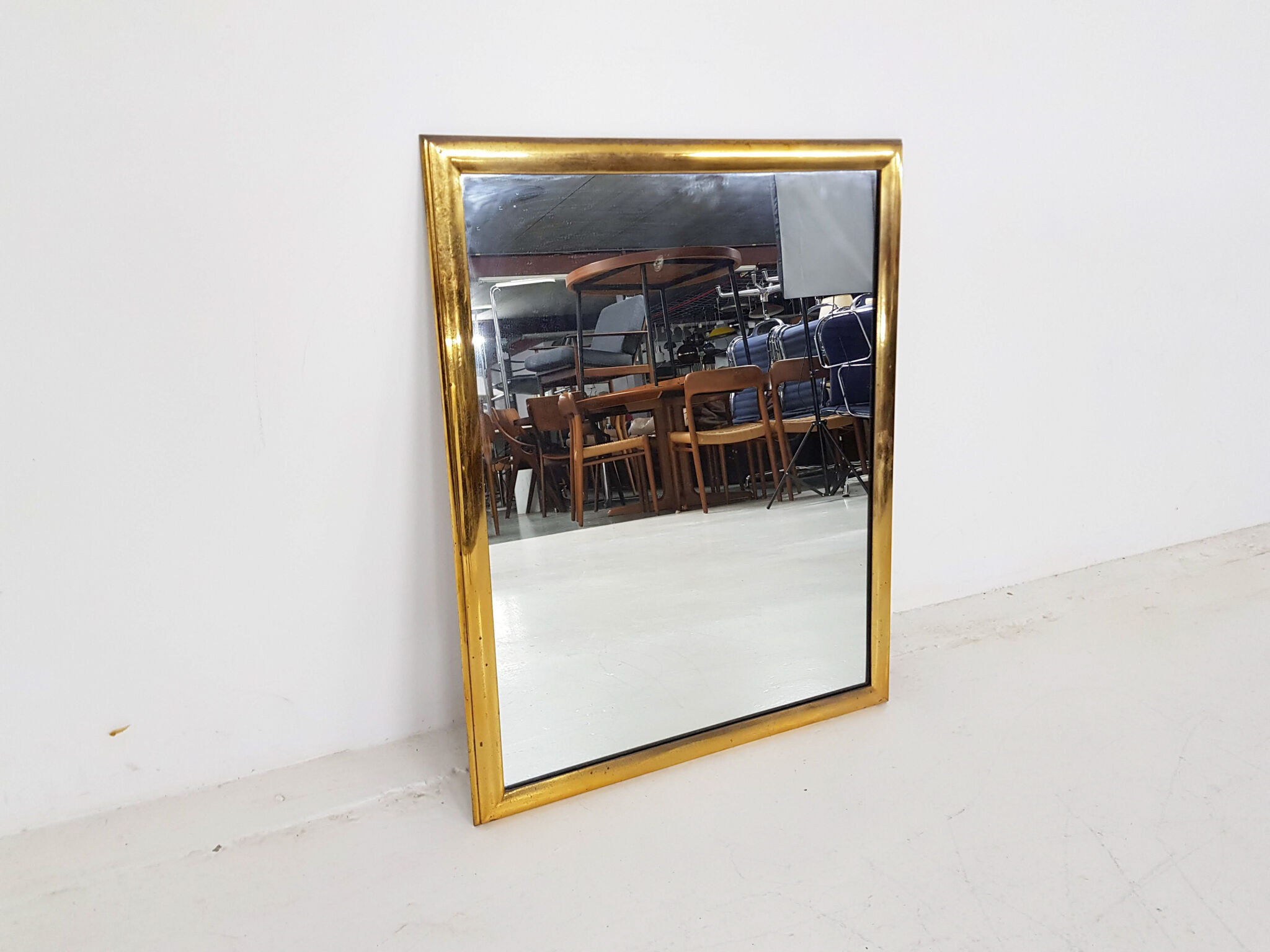 Vintage brass rectangle mirror