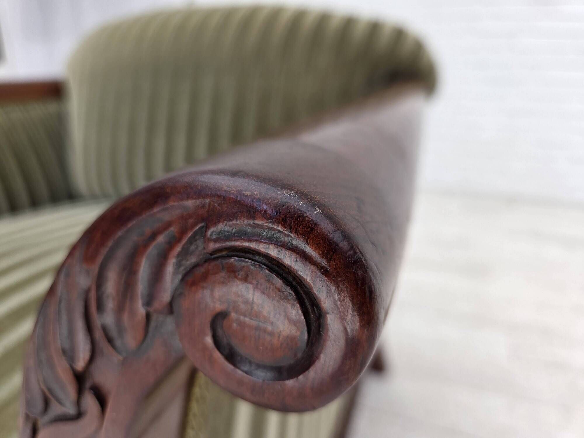 1950s, Danish armchair, furniture velour, teak wood.