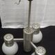 Chandelier suspended three lights 1970 white opaline brushed alu