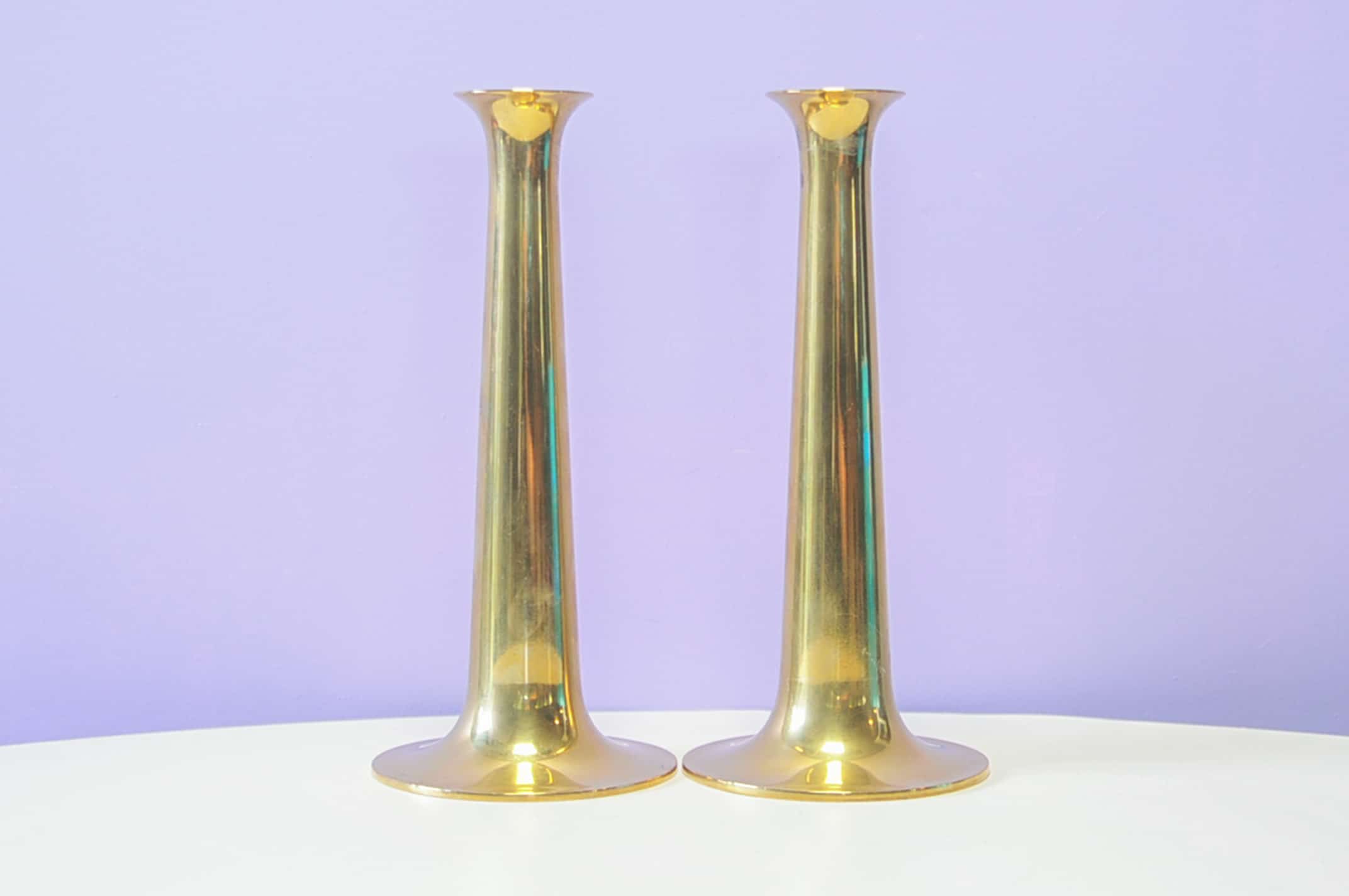 Ensemble de 2 candélabres en laiton Hans Bølling