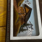 Vintage Alpine Table, Carved and Painted Wood - Signed - H 18 / L 25 cm