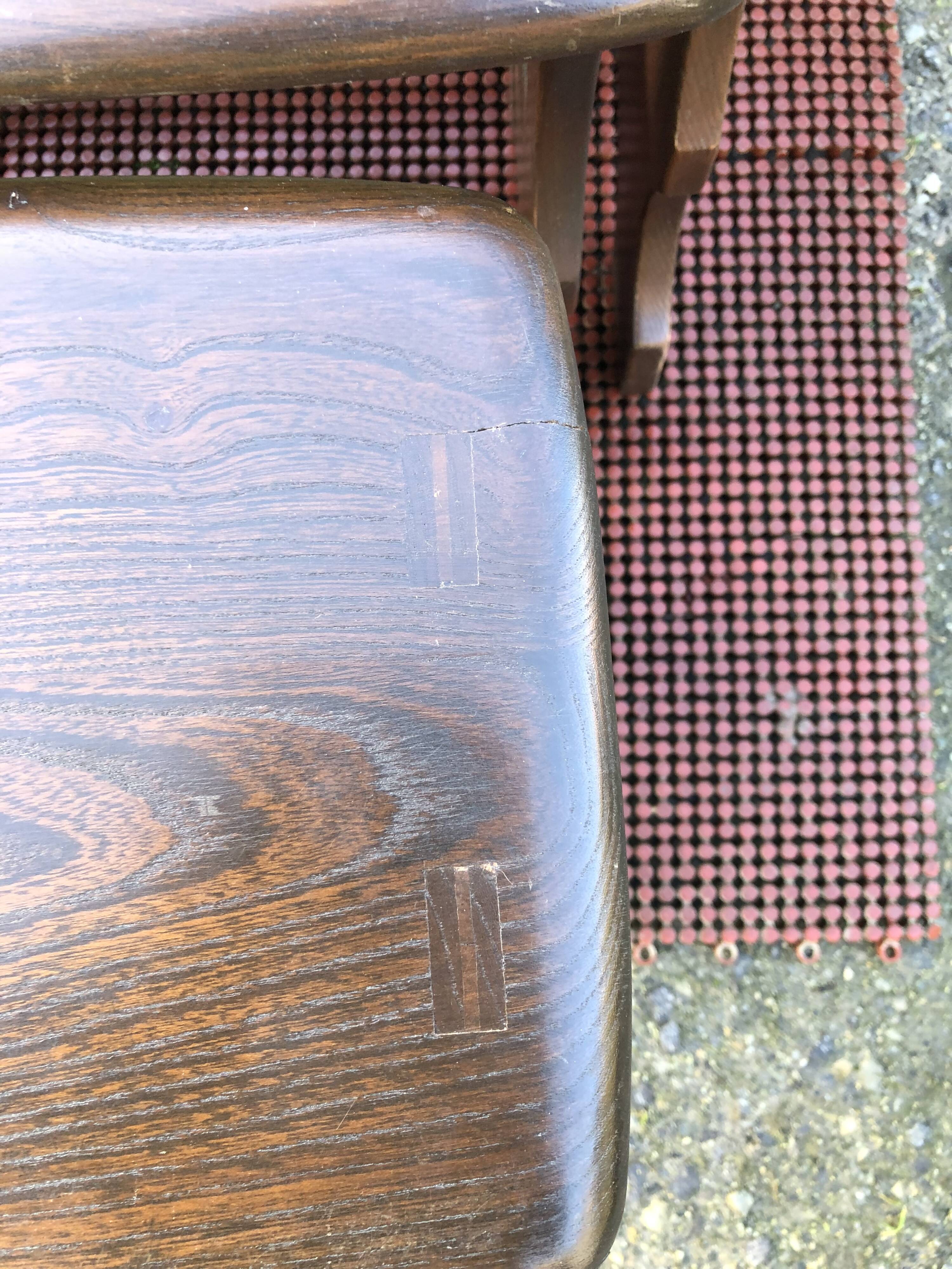 Vintage English nesting tables in elm.
