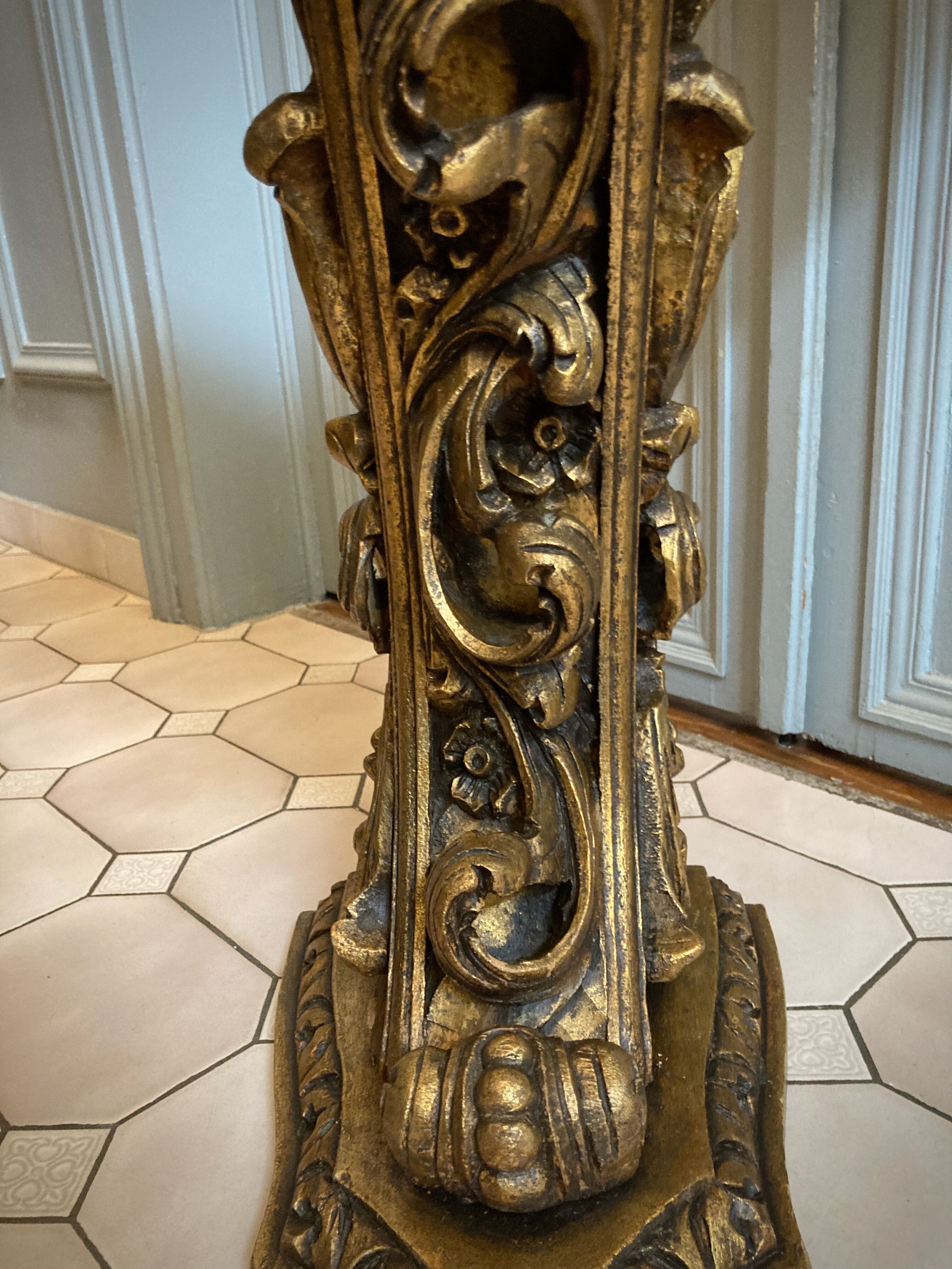 Carved wooden and marble console