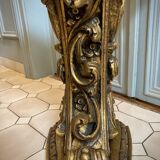 Carved wooden and marble console