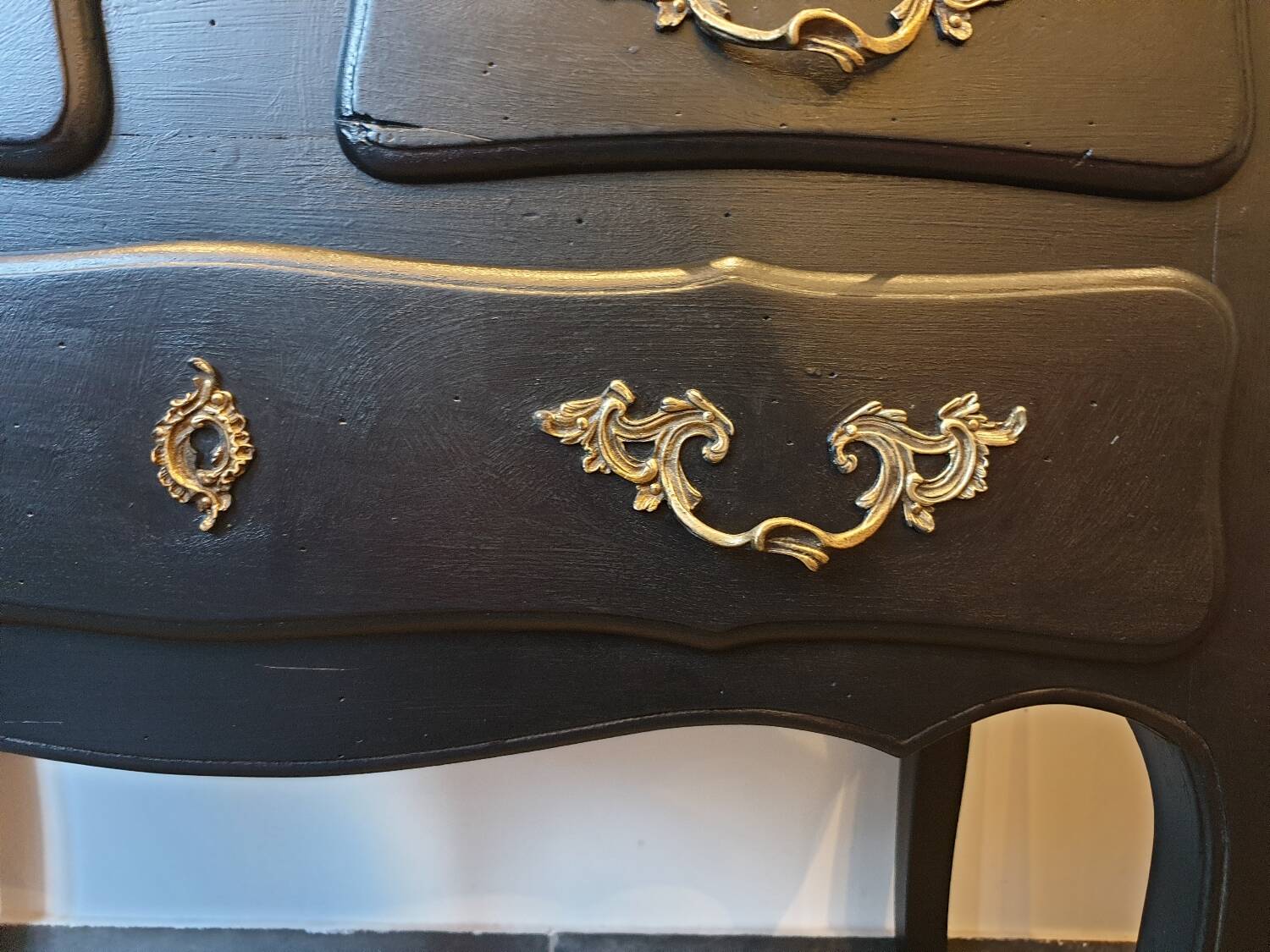 Stamped black Louis XV chest of drawers