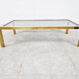 Table basse vintage en laiton et chrome, années 1970
