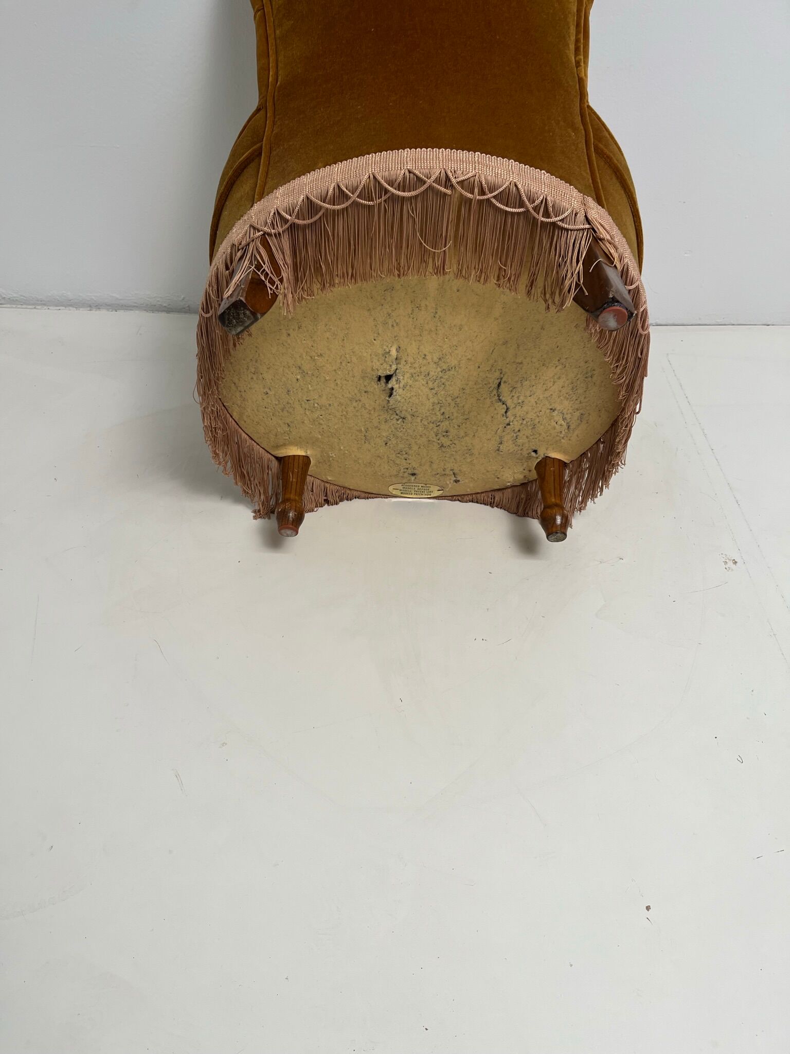 Vintage toad armchair with fringe 50s