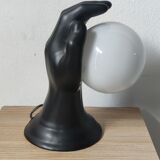 Ceramic and opaline hand lamp from the 70s-80s