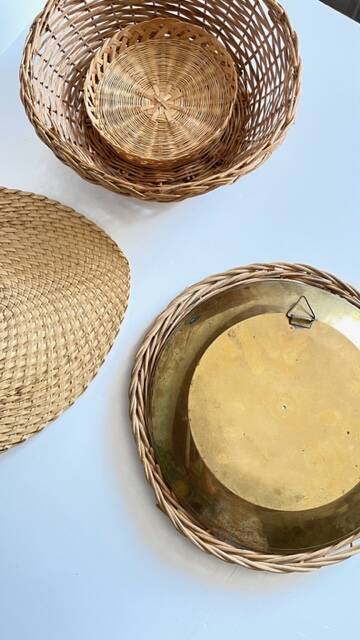 VINTAGE Wicker and Brass Wall COMPOSITION