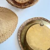 VINTAGE Wicker and Brass Wall COMPOSITION