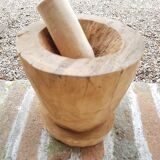 Vintage wooden mortar and pestle 1960