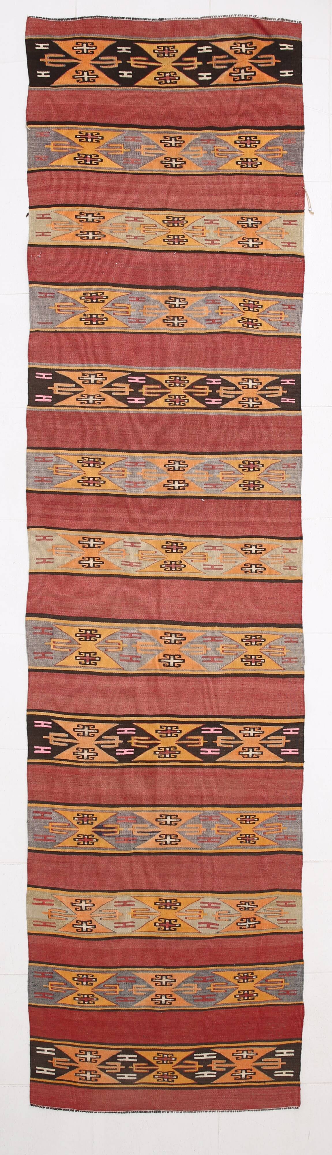 3x13 Runner Boho Hallway Rug, Kilim Runner Rug, 88x383Cm