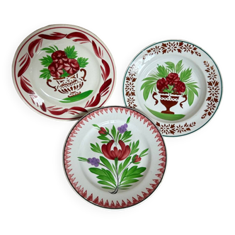 Lot de 3 assiettes plates de Sarreguemines