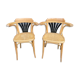 Pair of curved wooden bistro chairs with armrests