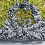 Old mirror Louis Philippe anthracite gray with pricked ice.