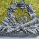 Old mirror Louis Philippe anthracite gray with pricked ice.