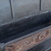 Console in old black wood with integrated chest
