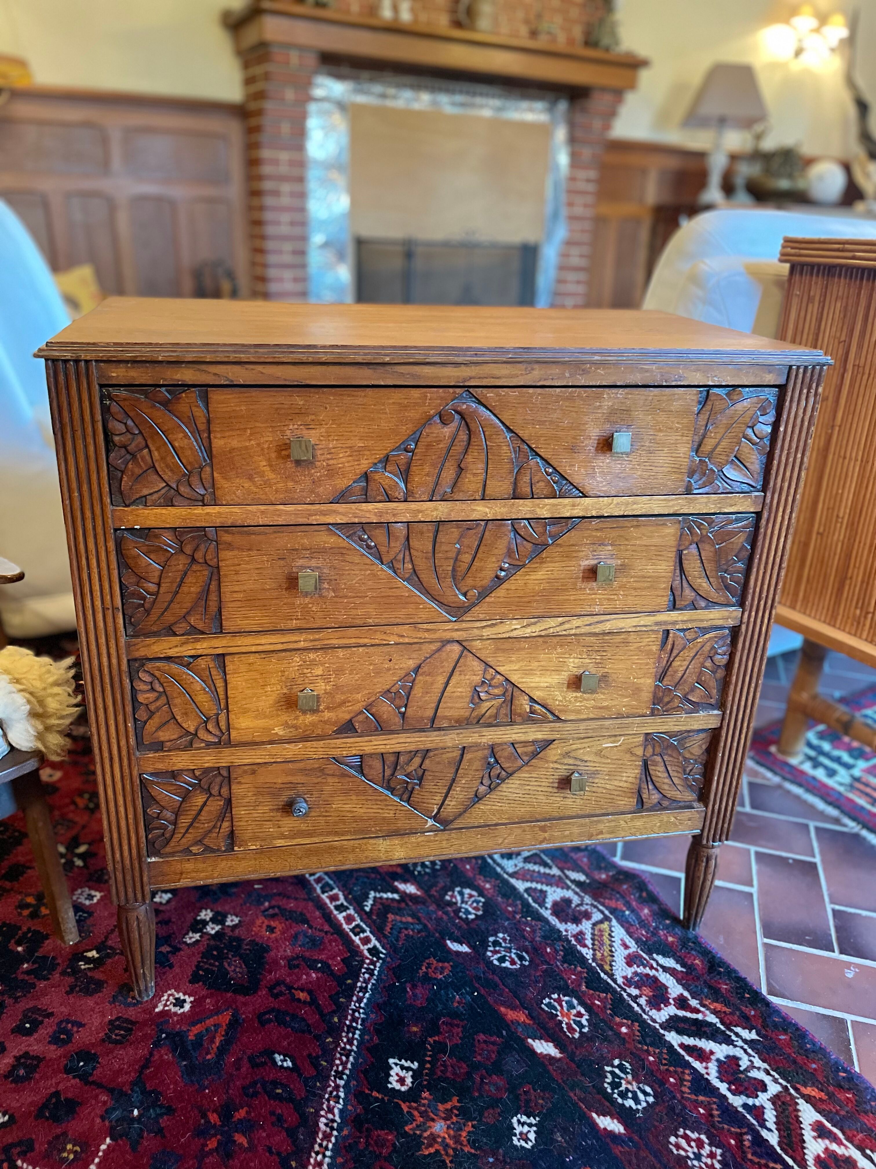 Art Deco oak chest of drawers