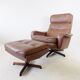 Fauteuil cuir avec pouf de Madsen & Schübel pour Bovenkamp