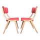Pair of vintage solid wood and leatherette chairs from the 60s