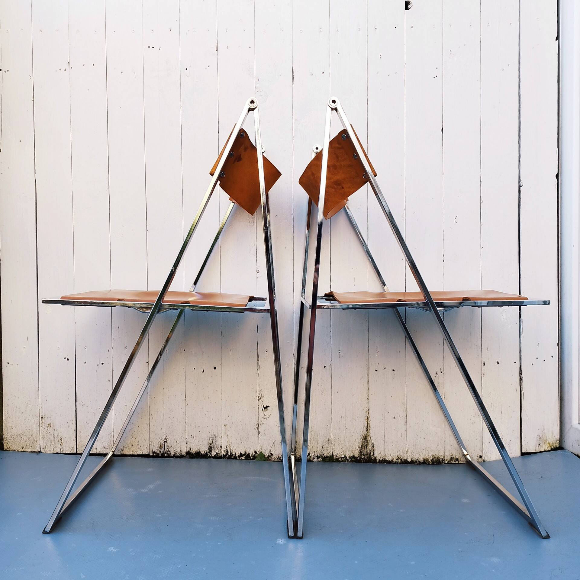 Pair of Elios Fontoni & Geraci folding chairs | Selency