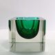 1960s Rare Rectangular Uranium Multifaceted Ashtray in Murano Glass