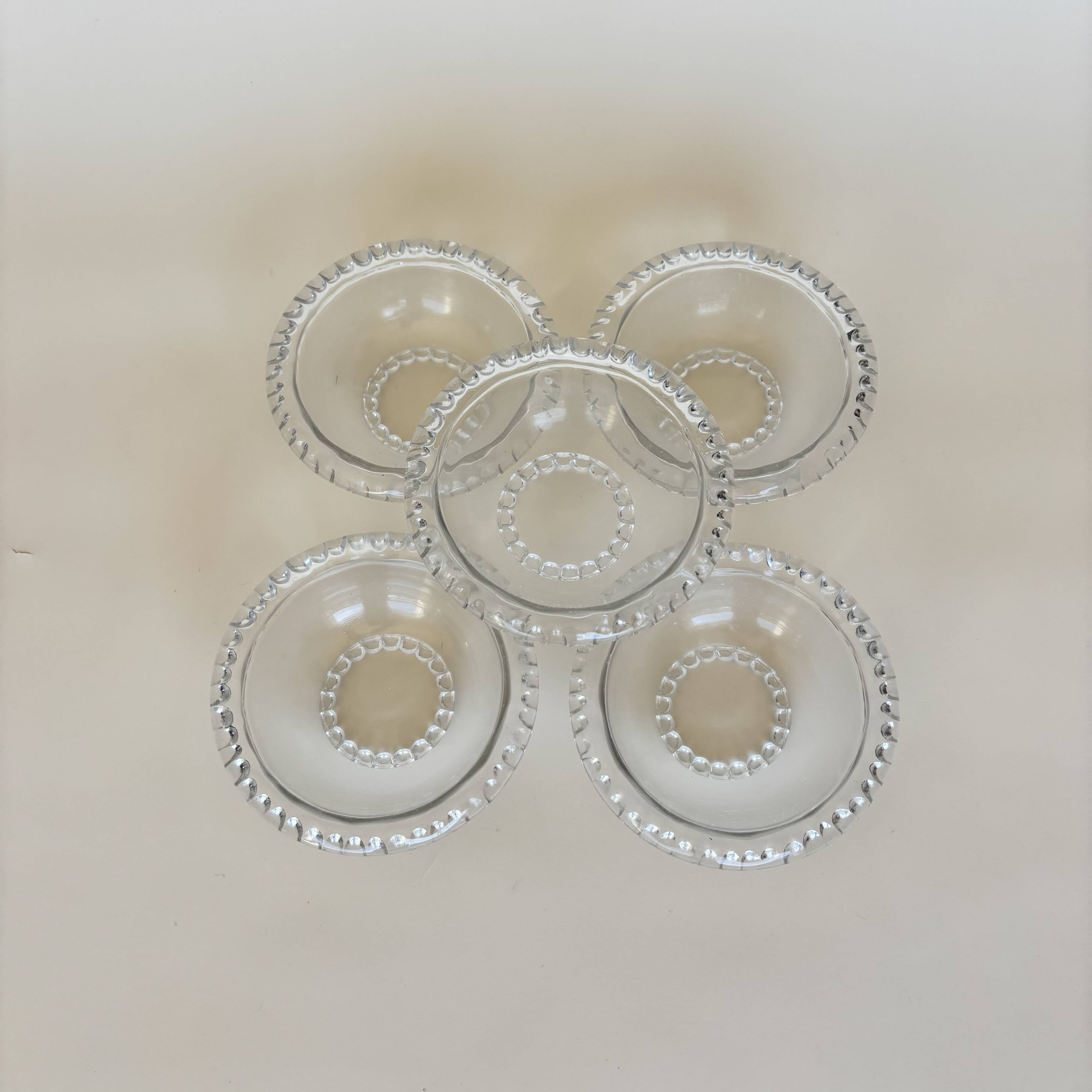 Set of 5 beaded glass bowls