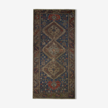 Handmade Traditional Blue Wool Persian Area Rug- 120x272cm