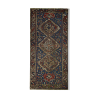 Handmade Traditional Blue Wool Persian Area Rug- 120x272cm