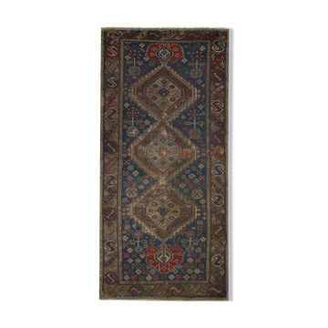 Handmade Traditional Blue Wool Persian Area Rug- 120x272cm
