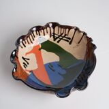 Colored terracotta centerpiece signed