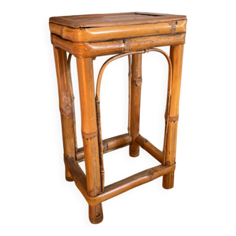 Vintage bamboo and rattan stool