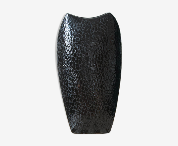 Vase noir en céramique , effet craquelé