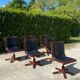 Vintage armchair in wood and black leather Cofemo (6 available)