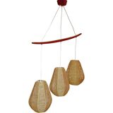 Scandinavian chandelier, teak, in rope lined with rhodoid, Temde, 1960