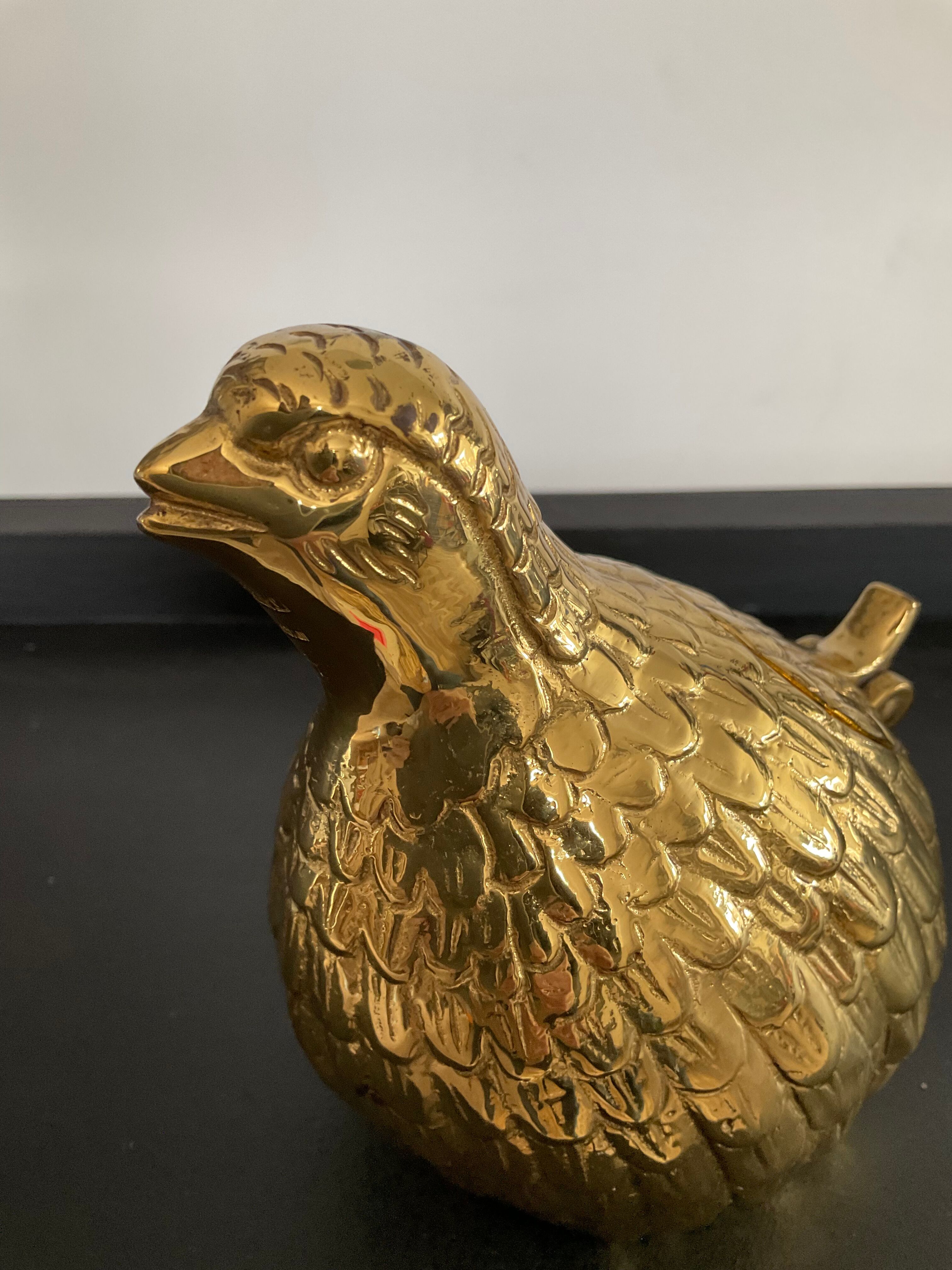 Cendrier en bronze Valenti caille ou perdrix vintage