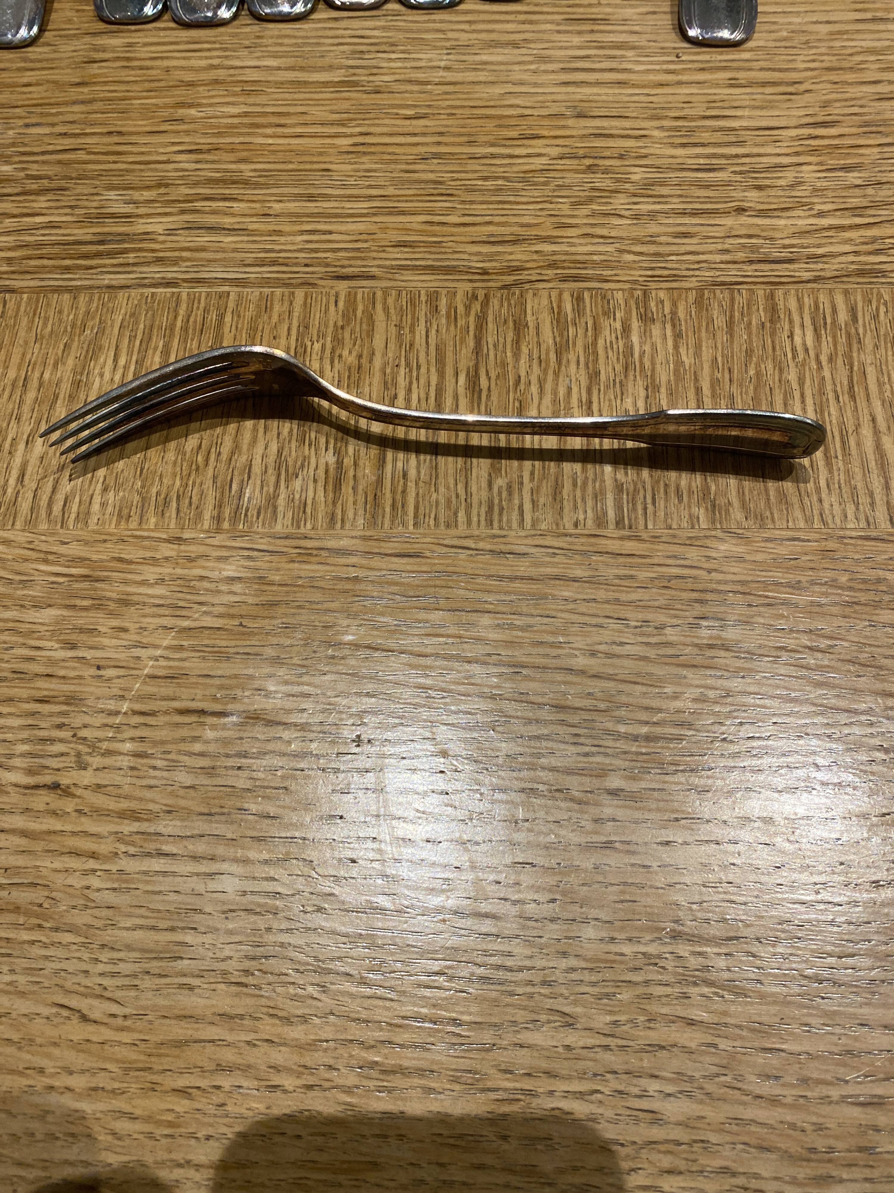 12 large silver metal forks